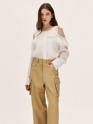 shoulder frill blouse WH