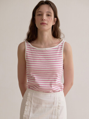 Boat neck sleeveless top - Pink