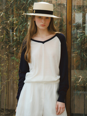 [단독] G Linen Vneck Raglan Pullover_Ivory