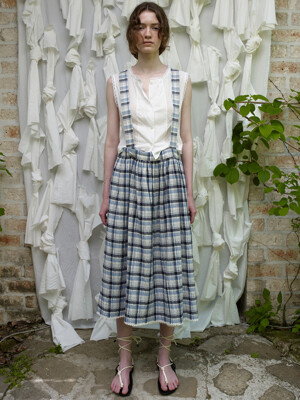 Via Roy apron check onepiece_Multi flower