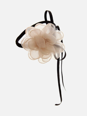 Chiffon Rose Pearl Ribbon Hair Tie H01428
