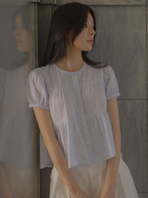 Shirring blouse TISU03BL16_Sky blue