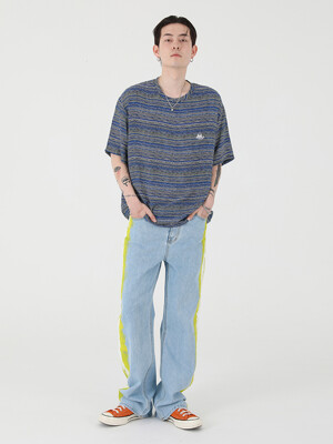 PAINTING LINE DENIM PANTS [LIGHT BLUE]