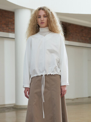 TTF V-NECK BALLOON BLOUSE WHITE