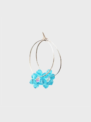 Single Summer Flower Hoop Earrings _ Blue