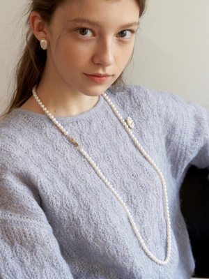 [Silver925] Creme Pearl Long Necklace_NZ1119