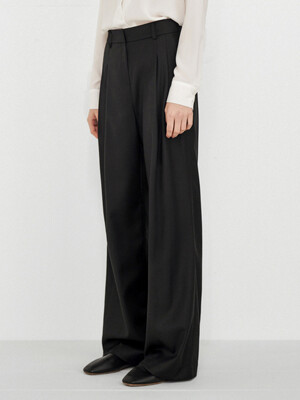 (올시즌) WOOL BLEND LONG WIDE SLACKS_BLACK