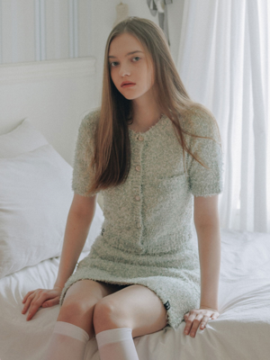 BUTTON HALF SLEEVE CARDIGAN GREEN
