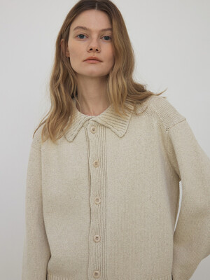 [Woman] Boucle Collar Cardigan (Natural)