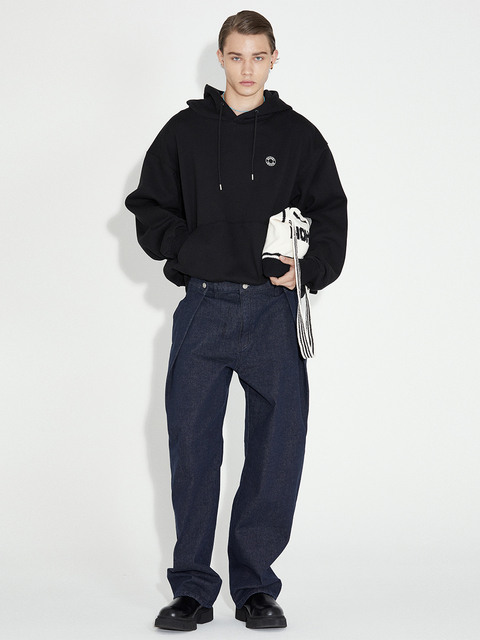 - 노앙 (NOHANT) - LOGO EMBROIDERY FLUFF HOODIE BLACK