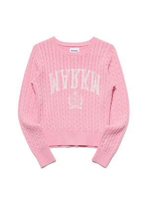 (W) CABLE CROP SWEATER PINK