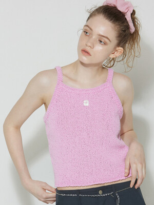 Piping line knit top_pink