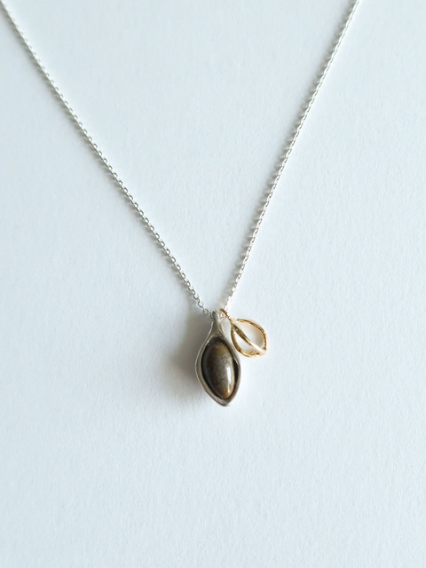 주얼리 - 돌 (DOL) - Bean pendant necklace [DOL wood 03]