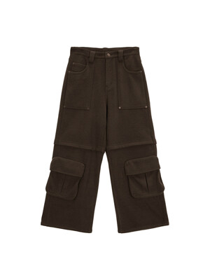 VOLUME POCKET WIDE PANTS IN BROWN