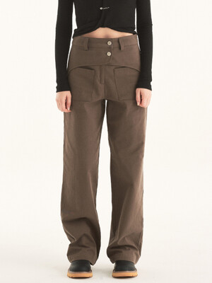 TWO BUTTONS PANTS IN DARK BROWN