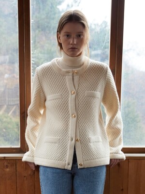 tweed knit cardigan - ivory