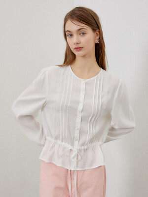 Pintuck lace blouse_Ivory