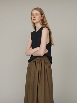 Biddy pleated skirt_khaki brown