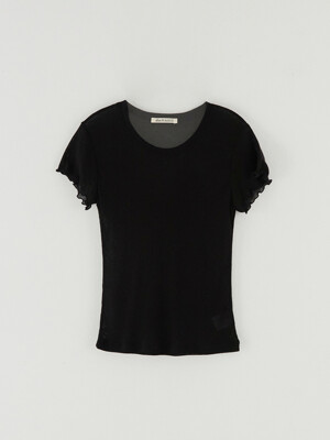 쉬어 텐셀 하프 티셔츠 BLACK