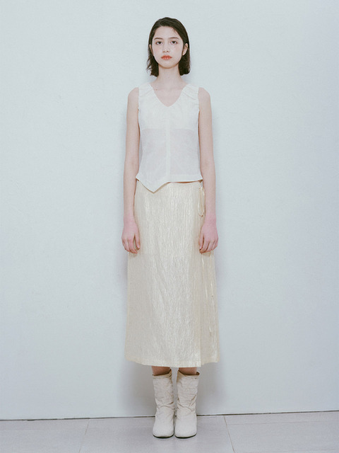 레이브]Feather Midi Skirt in Ivory VW4AS326-03