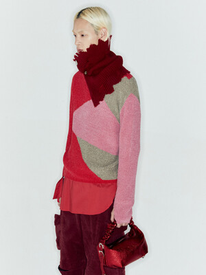 FITE CREW-NECK SWEATER atb1164m(RED/PINK)