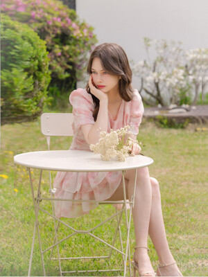 Fairy Shirring Mini-Dress / Print(3color)