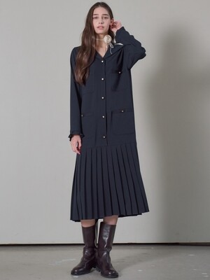 SAILOR POCKET PLEATS DRESS_NAVY