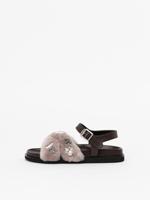 Orlane Shearling Sandals in MISTY ROSE FUR