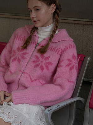 Snowball knit cardigan (pink)