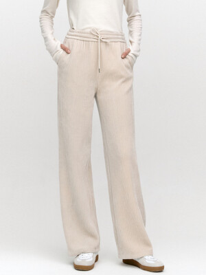 Corduroy Semi-Wide Banding Pants LIGHT BEIGE