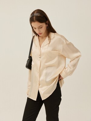 PEARL OPEN COLLAR SHIRT - CREAM