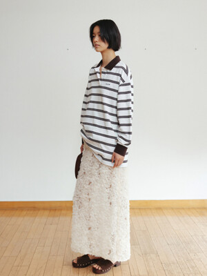 [단독] Feather lace band skirt  (ivory / black)