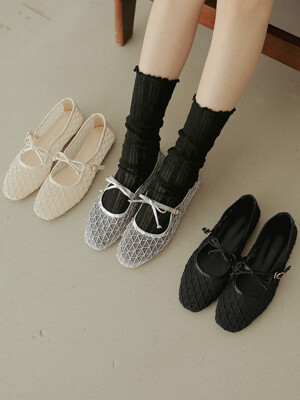 ljh7105 ribbon mesh maryjane flat _ 3colors