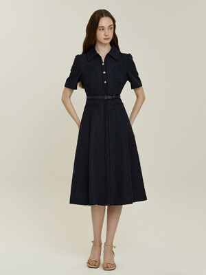 잇미샤 오픈카라 벨티드 원피스 ITP5YOP750 (DARK NAVY)