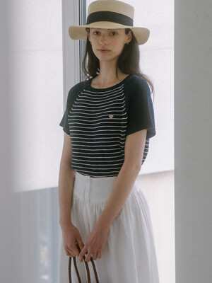 Stripe cotton blended knit TISU03TN02_Navy