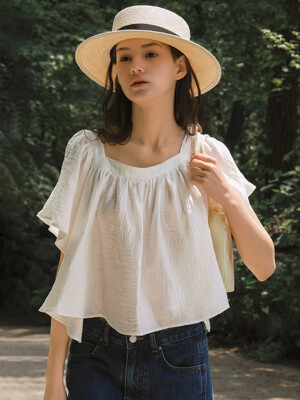 [단독] G Bella Shirring Flare Blouse_White
