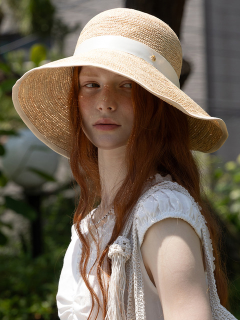 앵브록스]dahlia strap wide hat_2 colors