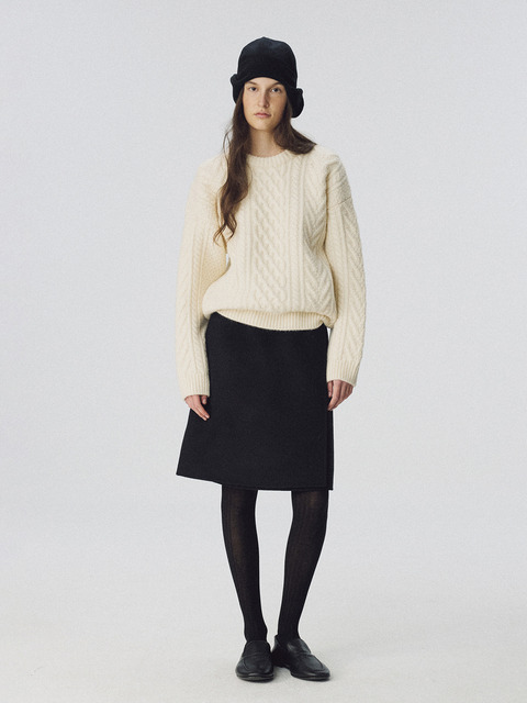 낫띵리튼 Fleur wool skirt (Dark navy)