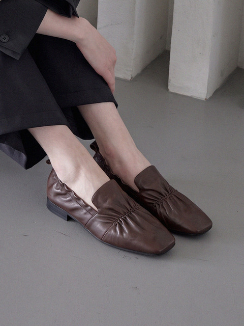 세나프레 [단독]SN0804 Ruched Square Loafer (2Colors)