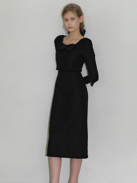 플로움 Mabel Ribbon Overlay Dress_2Color