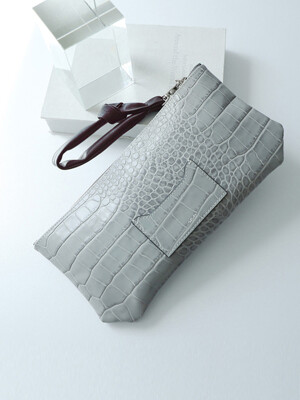 GREY CUTTING CLUTCH BAG