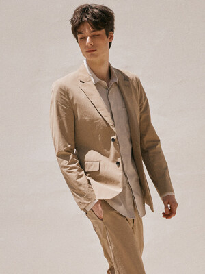 Slim-fit Seersucker Jacket_BEIGE