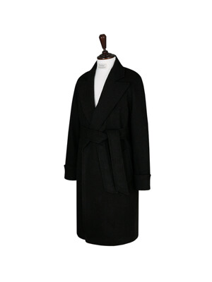 Cashmere Herringbone Raglan Robe Coat (BROWN)