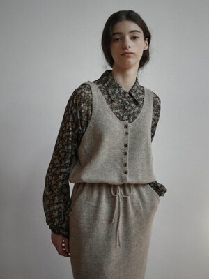 Wool Waist String Classic Sleeve Dress -3color