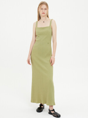 Ribbed Maxi Slip Dress / Olive