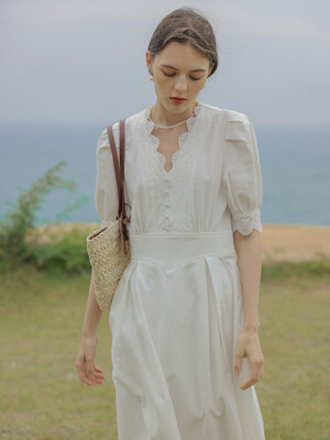 LIRIA v neck laced dress_white