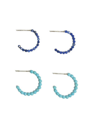 Blue Stone Hoop Earrings