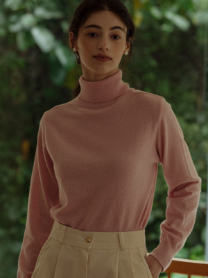 Cashmere soft turtle neck_Pink