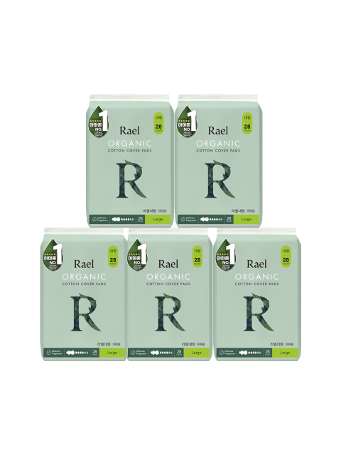 바디케어 - 라엘 (Rael) - 유기농 순면커버 생리대 대형 28p x 5팩
