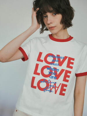 A3442 LOVE ringer T-shirt_White/Red